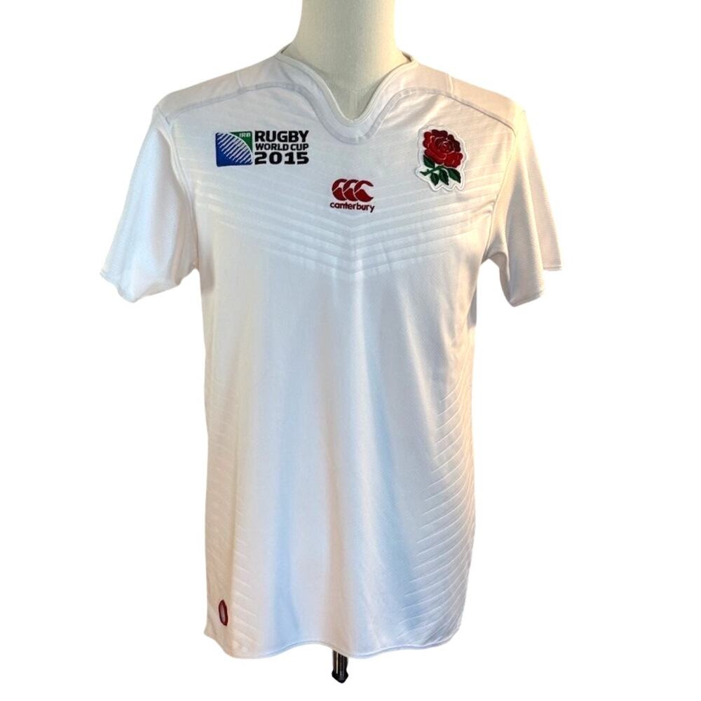 Canterbury England IRB Rugby World Cup 2015 Polo Shirt Jersey Embroidered Wht M